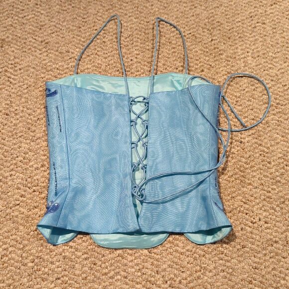 Vintage Dave & Johnny by Laura Ryner Bustier Corset Top 1/2 Blue Sequins Fairy - Picture 3 of 7